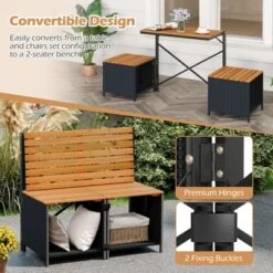Tangkula Outdoor Convertible Bench 2-in-1 Transforming Picnic Table & Chairs Set W/ Storage -Tangkula GUEST 0a7a4746 af65 420d a06f 979d17be3ccb