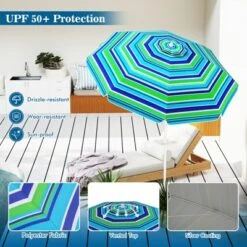 Tangkula 6.5 FT Beach Umbrella For Sand Heavy-Duty Sunshade Parasol W/ Sand Anchor -Tangkula GUEST 0a89ae8d 752e 46e5 bafb 5369bb323a9e