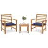 Tangkula 3PCS Furniture Set Acacia Wood Conversation Set W/ Soft Seat Cushions Outdoor -Tangkula GUEST 0aee7e21 88a0 48d1 9665 03248831ecec
