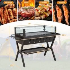 Tangkula Barbecue Charcoal Grills Stainless Steel Camping Grill W/ Wind Guard Seasoning Racks & Storage Shelf -Tangkula GUEST 0af7483d 8ec6 4967 8697 d7c480b38d8c