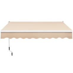 Tangkula Retractable Awning W/ Aluminum Frame Sun/Water Protection W/ PA Coating Manual Control Hand Crank Angle Adjustable Design Beige/Coffee -Tangkula GUEST 0b040cf7 ccba 484a b51c ea36fbe13119 1