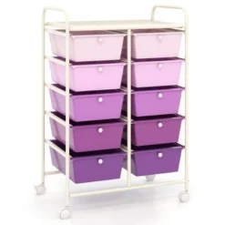 Tangkula 10 Drawers Rolling Cart Classroom Organizers Storage Cart With Wheels For Office Home School Supplies Tool Craft Art Paper Purple Gradient -Tangkula GUEST 0b180b2d 6d84 441b 9bc2 f86e2b085122