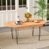 Tangkula 71" Patio Dining Table 6 Person Large Oval Table W/ Teak Wood Tabletop -Tangkula GUEST 0b38e788 ea14 43b2 9467 d540f071e836