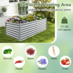 Tangkula Raised Garden Bed Large Metal Planter Box Kit For Vegetable Herb 6' X 3' X 2' Gray -Tangkula GUEST 0b435dba 57d7 4af6 a2fd bd58b316a994
