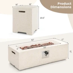 Tangkula Patio Terrazzo Fire Pit Table 50,000 BTU W/ Hideaway Propane Tank Table & Cover -Tangkula GUEST 0b541a4c ebe5 4972 8547 cfcaecd210cd