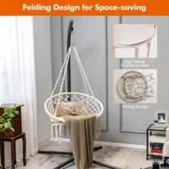 Tangkula Hanging Hammock Chair Macrame Swing Chair With Soft Cushion For Bedroom, Patio, Backyard, Balcony -Tangkula GUEST 0bb29548 635f 412c b465 1d8f3e218030