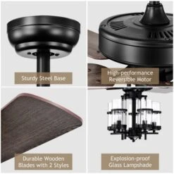 Tangkula 50" Ceiling Fan Light W/ 5 Explosion-Proof Glass Lampshades, Remote Control, Time Function, 3-Speed Adjustment, Noiseless Reversible Motor -Tangkula GUEST 0bb85f1a a065 46a9 928d 720cfc2d31c7