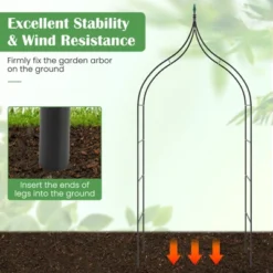 Tangkula Garden Arbor Gothic Style Decorative Metal Garden Arch Outdoor Patio Pergola For Vine Rose Climbing -Tangkula GUEST 0bbf56e7 2d19 41ba 8ca5 8e39b63c3435
