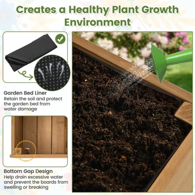 Tangkula Wooden Raised Garden Bed W/ Trellis Storage Shelf Legs Mobile Elevated Planter Box W/ Lockable Wheels Fabric Liner 6 Tangkula Wooden Raised Garden Bed W/ Trellis Storage Shelf Legs Mobile Elevated Planter Box W/ Lockable Wheels Fabric Liner - Image 4