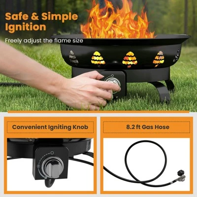 Tangkula 21 Inch Diameter Propane Gas Fire Pit Patio Portable Fire Bowl W/ Cover Igniter 6 Tangkula 21 Inch Diameter Propane Gas Fire Pit Patio Portable Fire Bowl W/ Cover Igniter - Image 4