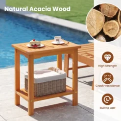 Tangkula 2PCS Outdoor Acacia Wood Side Table 2-Tier Patio End Table W/ Slatted Tabletop -Tangkula GUEST 0beff119 3d02 475f acf8 29a767bda361 1