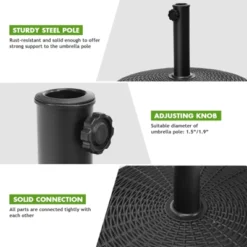 Tangkula 49lbs Round Patio Umbrella Base Outdoor Resin Umbrella Stand W/ Rattan Design, Adjustable Knob -Tangkula GUEST 0c236d40 77ae 4292 9a41 d27f61214d70