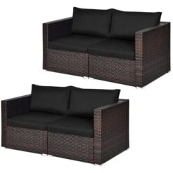 Tangkula 4PCS Rattan Corner Sofa Set Patio Outdoor Furniture Set W/ Black Cushions -Tangkula GUEST 0c259d44 6e29 4e0d ab0d 1e6d7eaa7ddc