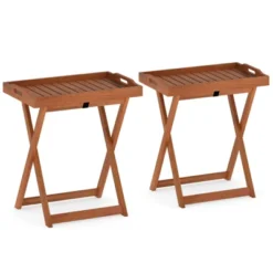Tangkula Solid Wood Tray Table Set Of 2 W/Removable Top Rectangular TV Tray Bistro Table -Tangkula GUEST 0c36c6d5 a576 4671 a46b 263ae1056eda