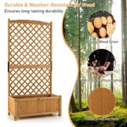 Tangkula 71" Tall Raised Garden Bed Wooden Planter W/ Trellis For Flower Climbing Plant -Tangkula GUEST 0c99e6d9 0bcf 4388 96a9 c60cedcdb3a8