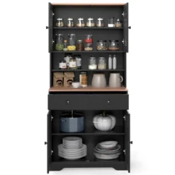 Tangkula Pantry Cabinet 67" Tall Kitchen Floor Cabinet W/ 2 Removable Shelves 2 Drawers -Tangkula GUEST 0cc152c9 0731 4944 bc30 60b20297da43