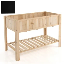 Tangkula 47x23x35in Raised Garden Bed With Shelf & Liner Elevated Wood Planter Box Outdoor Standing Planter Bed With Legs -Tangkula GUEST 0d2fd3c8 7141 46df 84dd e098586c7de5