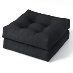Tangkula Set Of 2 Tufted Patio Cushions 4" Outdoor Seat Cushions Waterproof & High Elasticity Square Chair Cushions Black -Tangkula GUEST 0d364248 e519 45ae b95b 135ea322ac86