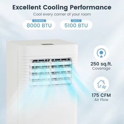 Tangkula 8000 BTU Portable Air Conditioner 3-in-1 AC Unit W/ Dehumidifier & Fan Sleep Mode & 24H Timer 9 Tangkula 8000 BTU Portable Air Conditioner 3-in-1 AC Unit W/ Dehumidifier & Fan Sleep Mode & 24H Timer - Image 7