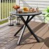 Tangkula 34 Inch Round Patio Bistro Table W/ Wood-Like Top & X-Shaped Legsfor Outside -Tangkula GUEST 0d92a45c cd3e 4285 a0ae e37bcfd80583