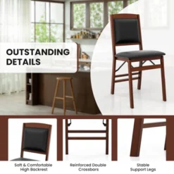 Tangkula Folding Dining Chairs Set Of 2 Foldable Wood Kitchen Chairs With Padded Seat Solid Wood Frame -Tangkula GUEST 0dc58476 0ade 4f57 998f 4342ba35bfd4