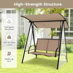 Tangkula 2-Person Patio Swing Seat Swing Bench Canopy Swing Loveseat Outdoor -Tangkula GUEST 0df67d19 9292 4c0b a4aa 5253b842cc97