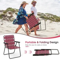 Tangkula Set Of 2 Patio Folding Web Chair Set Portable Beach Camping Chair Red -Tangkula GUEST 0e04908d 4b79 45e6 965d 83884fdca67b