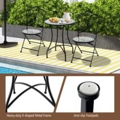 Tangkula 24" Bistro Table W/ Ceramic Tile Tabletop Heavy-Duty Metal Structure Patio -Tangkula GUEST 0e26f198 e36b 4b3d 8cfa fb3f0f0df28d