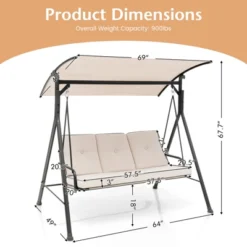 Tangkula 3PCS Hammock Chair Patio Porch Swing W/ Adjustable Canopy Removable Pads 10 Tangkula 3PCS Hammock Chair Patio Porch Swing W/ Adjustable Canopy Removable Pads -Tangkula GUEST 0e7c579b b2c5 4291 84ae 9a725ca51a5f