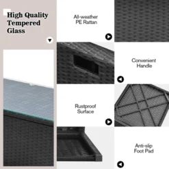 Tangkula 9 Pieces Outdoor PE Rattan Wicker Sectional Sofa With 42" Gas Fire Pit Table Space-Saving Patio Conversation Set With Storage Box Black/Grey/Navy/Red/Turquoise/Off White -Tangkula GUEST 0e87fd05 5393 4fc3 9f61 d53725cd086a