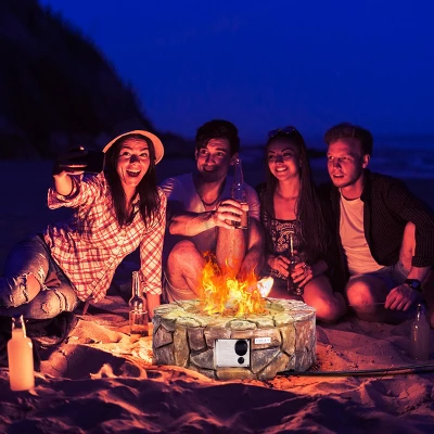 Tangkula Outdoor 40000 BTU Gas Fire Pit Table Electronic Propane Ignition Lava Rock BrownGrey 3 Tangkula Outdoor 40000 BTU Gas Fire Pit Table Electronic Propane Ignition Lava Rock BrownGrey