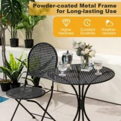 Tangkula 3 PCS Patio Bistro Set All-weather Metal Table & Chair Set For 2 Person Modern Furniture Set -Tangkula GUEST 0ea0efec 2840 405f bd42 11c6251bff90