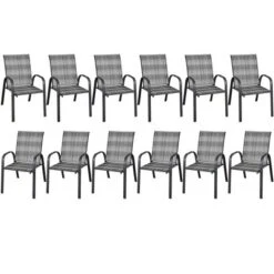 Tangkula 12PCS Outdoor PE Wicker Stacking Dining Chairs Patio Arm Chairs -Tangkula GUEST 0f03d856 eb33 469f a39a 275e515a3fea