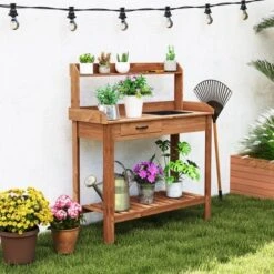 Tangkula Potting Bench Outdoor Wooden Garden Table Work Station Solid Gardening Table -Tangkula GUEST 0fdfaafb 5133 4cc1 b2f6 8189eeba8d15
