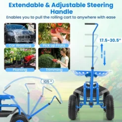 Tangkula Rolling Garden Cart Scooter W/ Adjustable Seat Storage Basket Tray Blue -Tangkula GUEST 0fe735fe 5deb 4bb7 a4fd 2f9d0fcf04d5