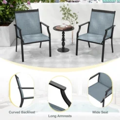Tangkula Set Of 2 Patio Dining Chairs Outdoor Armchairs W/ Sturdy Metal Frame -Tangkula GUEST 0fee26fe 698f 43fe bf98 5ca266e39916