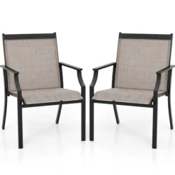 Tangkula Set Of 2 Patio Dining Chairs Outdoor Armchairs W/ Sturdy Metal Frame -Tangkula GUEST 100c6319 1e44 4ca0 ae34 80d99fe4cec7