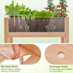 Tangkula Raised Wooden Garden Bed With Legs 24"/31” Elevated Planter Box With 2 Acrylic Panel Sides Drain Holes, Movable Beds -Tangkula GUEST 1019a215 2b3b 4b2f bc0d 13d32e118d5b