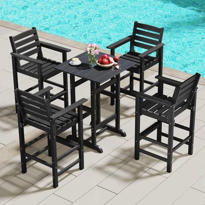 Tangkula Patio Bar Stools Set Of 4 Tall Adirondack Chair W/ Backrest Armrests & Footrests 3 Tangkula Patio Bar Stools Set Of 4 Tall Adirondack Chair W/ Backrest Armrests & Footrests
