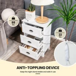 Tangkula End Table Nightstand Bedroom Storage W/ 3 Drawers & Wood Slide White -Tangkula GUEST 108cd69a f9af 4fdf 8233 117e0441072a