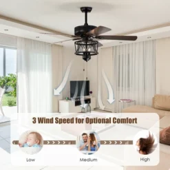 Tangkula 50" Ceiling Fan With Lights Reversible Blades W/ Pull Chain Control Living Room -Tangkula GUEST 109e3038 9f75 4524 9a20 f887c877f183