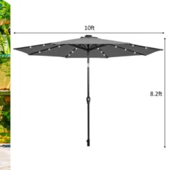 Tangkula 10FT Solar Umbrella LED Market Steel Tilt W/ Crank Patio -Tangkula GUEST 1119946e 83c2 43db 8450 c98963760346
