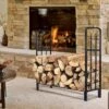 Tangkula 4 Feet Outdoor Firewood Storage Holder Heavy Duty Steel -Tangkula GUEST 112e1033 f645 40c2 b33d 5c759f51a26d