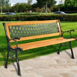 Tangkula Garden Metal Bench Porch Path Hardwood Chair For Patio Park Outdoor Deck -Tangkula GUEST 1130ff68 3b8c 4391 820b e5a7a0d38056