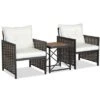 Tangkula Outdoor 3 Pieces Patio Rattan Chair & Coffee Table Set Furniture Set Backyard Poolside -Tangkula GUEST 11d0f460 4050 4737 80ab 169bbc90e94e