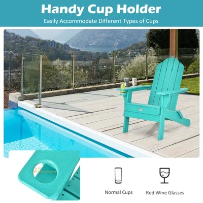 Tangkula 2PCS Folding Adirondack Chair Outdoor Adirondack Chair Weather Resistant Lounger For Backyard Porch Poolside Turquoise/Grey/White/Black 4 Tangkula 2PCS Folding Adirondack Chair Outdoor Adirondack Chair Weather Resistant Lounger For Backyard Porch Poolside Turquoise/Grey/White/Black - Image 2