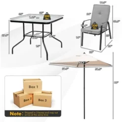 Tangkula 6PCS Outdoor Dining Set Patio Table & Chair Furniture Set W/ Cushions & Umbrella -Tangkula GUEST 123b4fa0 9105 4e50 b39f bef86ac2eebe