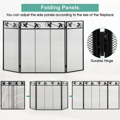 Tangkula 3-Panel Fireplace Screen Decoration Cover Baby Child Pets Safty Folded Fire Doors 8 Tangkula 3-Panel Fireplace Screen Decoration Cover Baby Child Pets Safty Folded Fire Doors - Image 6