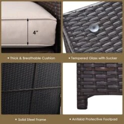 Tangkula 5PCS Outdoor Patio Furniture Set With 50,000 BTU Propane Fire Pit Table Patio Conversation Set W/ Cushions, Storage Box, Coffee Table Beige -Tangkula GUEST 1264a1a4 fa43 4707 a829 e74012348e90 1