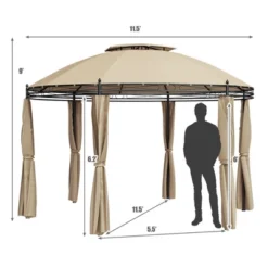 Tangkula 11.5'Outdoor Patio Round Dome Gazebo Canopy Shelter Double Roof Steel Brown 13 Tangkula 11.5'Outdoor Patio Round Dome Gazebo Canopy Shelter Double Roof Steel Brown -Tangkula GUEST 12b0d846 5506 4609 bbac f17e25032e8e